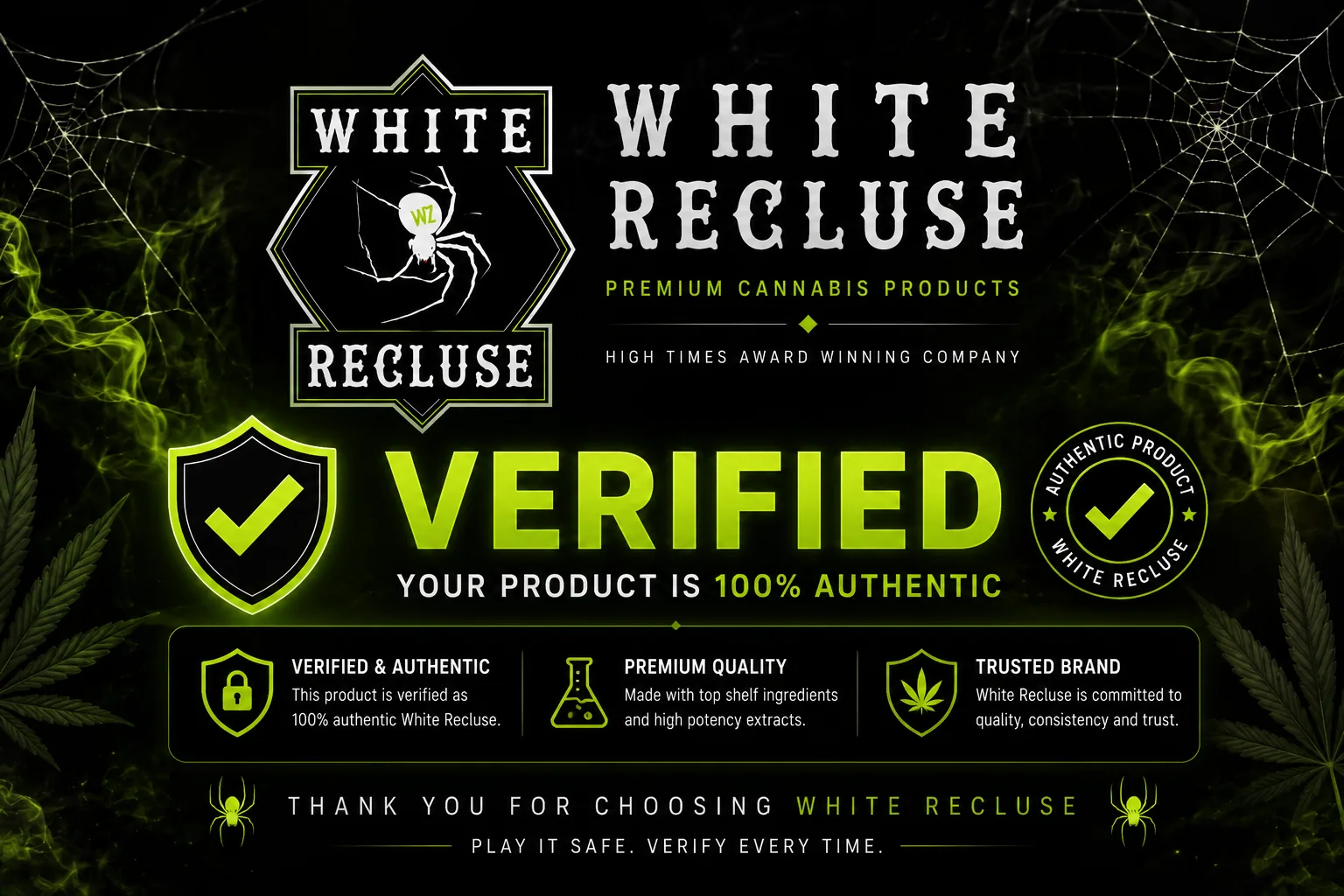 White Recluse verified authentication seal